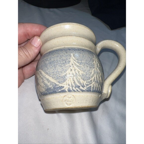Mt St Helens Ash Glaze Coffee Mug Blue Pottery Stoneware Mug Cup  Cute Gift - Picture 4 of 7